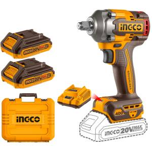 Llave Impacto 1/2" 20V 400Nm 2 Baterias/Cargador/Maletin Bl Ingco