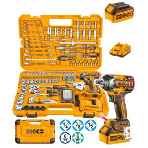 Llave impacto 20v 500Nm con cargador y bateria con 152pz BL Ingco