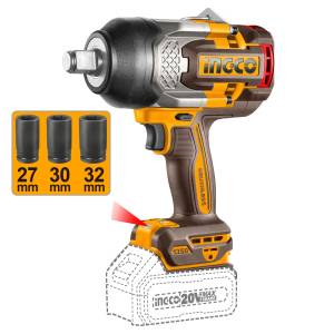 Llave impacto 3/4" 20v 1350Nm sin bateria y cargador con 3 dados BL Ingco