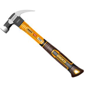 Martillo uña curva 16oz mango fibra de vidrio Ingco