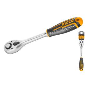 [281032ZN] Matraca cuadro 1/4" cabeza pera mango con grip CrV Ingco