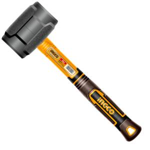 [HRUH8808 / 20565] Mazo Hule Negro 08Oz Mango De Fibra Vidrio Ingco