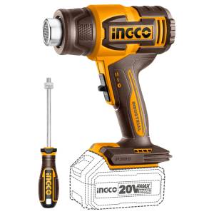 [HGLI2006] Pistola calor inalambrica 20v 300 con 500c sin bateria y cargador con accesorios Ingco