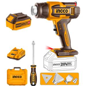 [UHGLI20035] Pistola calor inalambrica 20v 550c LCD disp con bateria/cargador/accesorios Ingco