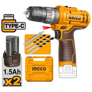 [286880ZN] Rotomartillo inalambrico 3/8" 12V 2 baterias/brocas/maletin recargable USB-C Ingco