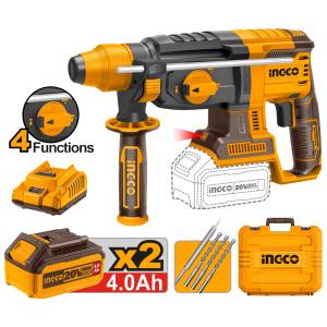 Rotomartillo SDS Plus 20v 1" 2.5j 2 bateria/cargador/maletin BL Ingco