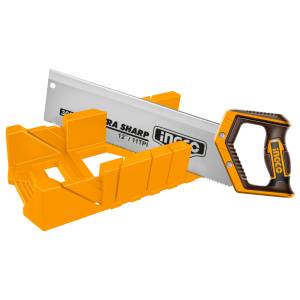 [288062ZN] Serrucho de costilla 12" y caja de inglete Ingco