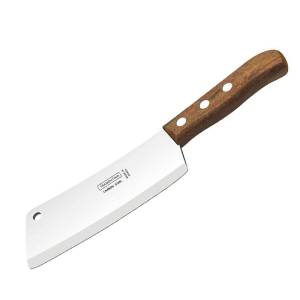 Cuchillo hachuela de acero inoxidable con mango de madera 8 Tramontina