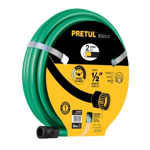 [5214ZN] Manguera jardin 2 capas armada 013mm 1/2" 10mt cnx/plastico verde Pretul