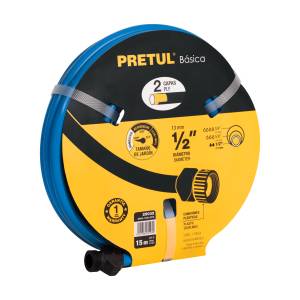 Manguera Jardin 2 Capas Armada 013Mm 1/2" 15Mt Cnx/Plastico Az Pretul