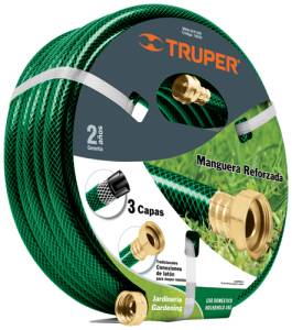 [5235ZN] Manguera jardin 3 capas tramada armada 013mm 1/2" 10mt cnx/metal Truper