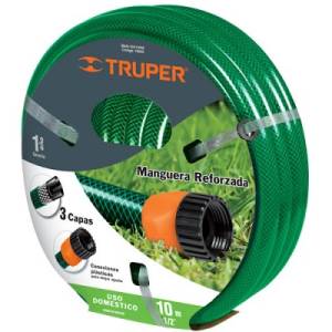 Manguera jardin 3 capas tramada armada 013mm 1/2" 15mt cnx/plastico Trupe