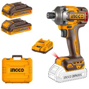 [UCIRLI2028] Atornillador impacto inalambrico 1/4 20v 285Nm 2 baterias/cargador BL Ingco