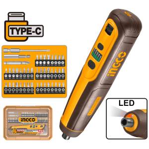 Atornillador inalambrico 4v con 43 accesorios 5Nm Ingco