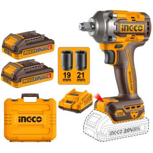 Llave Impacto 1/2" 20V 350Nm 2 Baterias/Cargador/2 Dados/Maletin Bl Ingco
