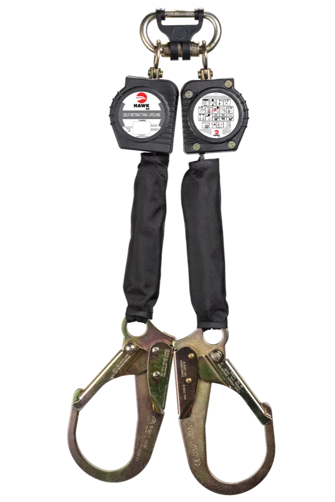 Línea de Vida Autorretráctil Doble (Twin) Hawk de Cinta 6 ft