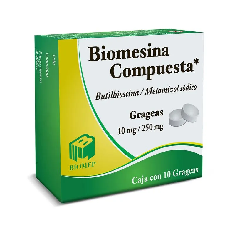 BIOMESINA COMPUESTA Tableta 10mg / 250mg C/10 (BUTILHIOSCINA, METAMIZOL SODICO) BIOMEP