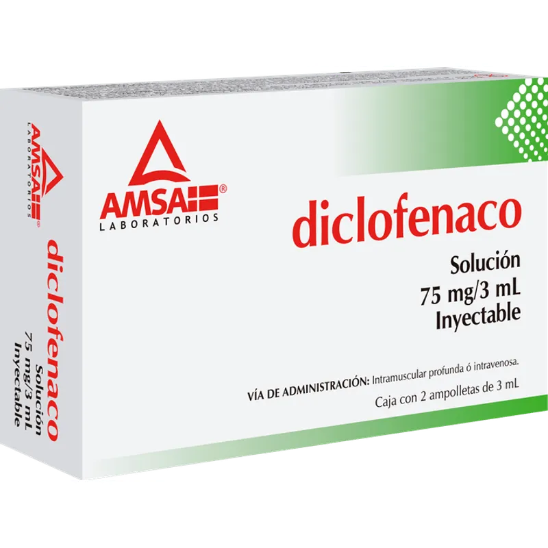 [MED-DICLOFENACO-INY-75MG-3ML-2-AMSA] DICLOFENACO IM/IV 3 ML AMP DE VIDRIO Sol. Iny 75mg C/2 (DICLOFENACO) AMSA