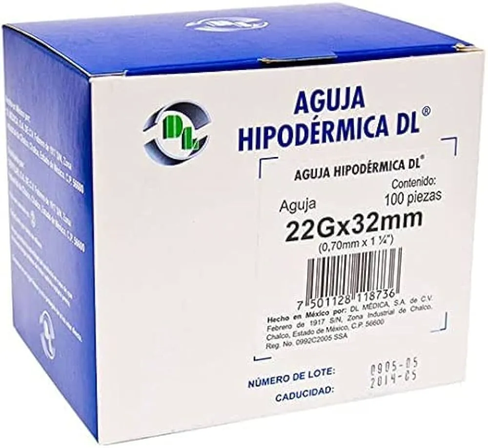 AGUJA HIPODÉRMICA 22G X 32MM CAJA C/100 DENTI LAB