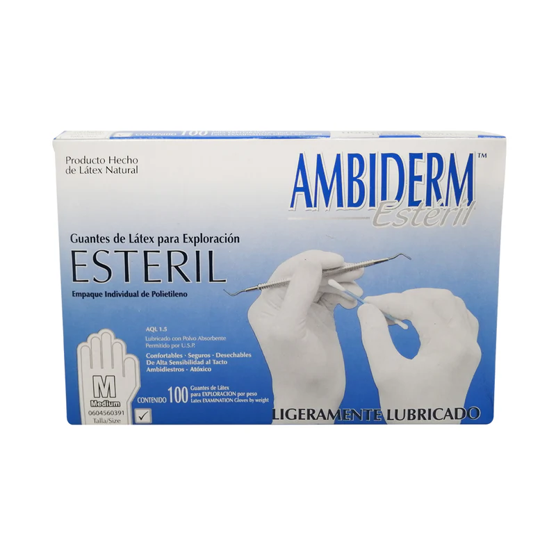 GUANTE ESTERIL MED AMBIDERM Guante C/100 (GUANTE DE LATEX ESTERIL AMBIDERM