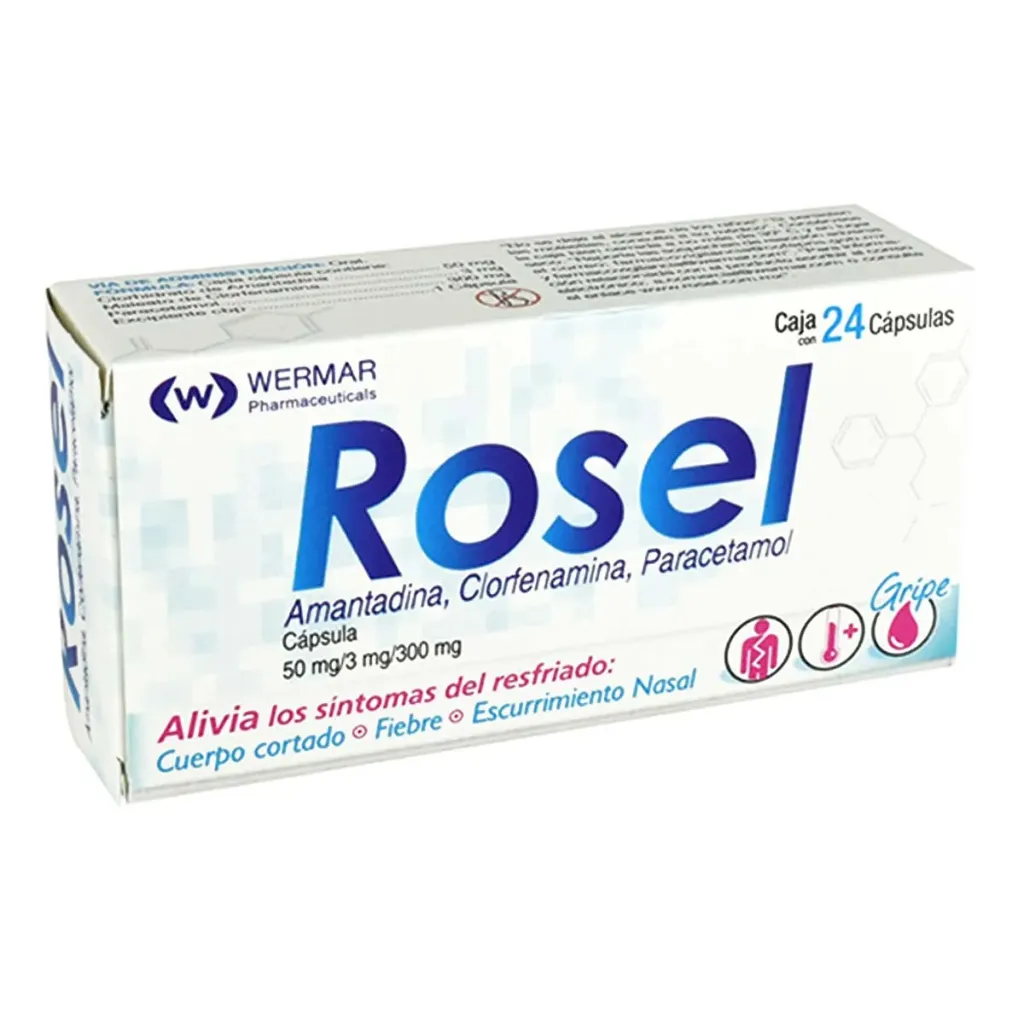ROSEL CON 24 CÁPSULAS AMANTADINA / CLORFENAMINA / PARACETAMOL
