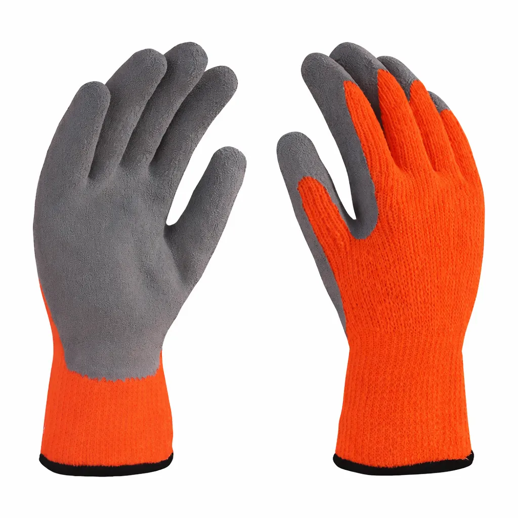 Guante Acrílico Naranja con Recubrimiento de Látex Gris