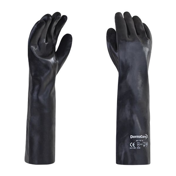 Guante PVC Negro de 45cm con Forro de Algodón