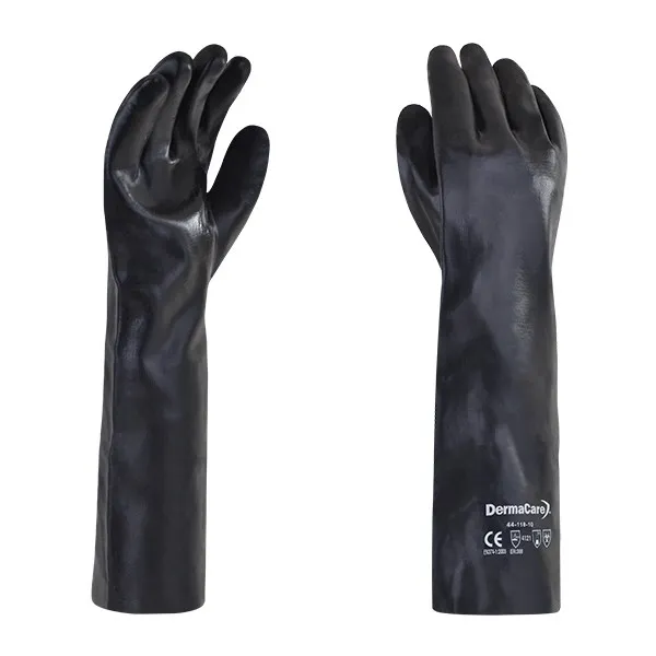 Guante Pvc Negro De 45Cm Con Forro De Algodón