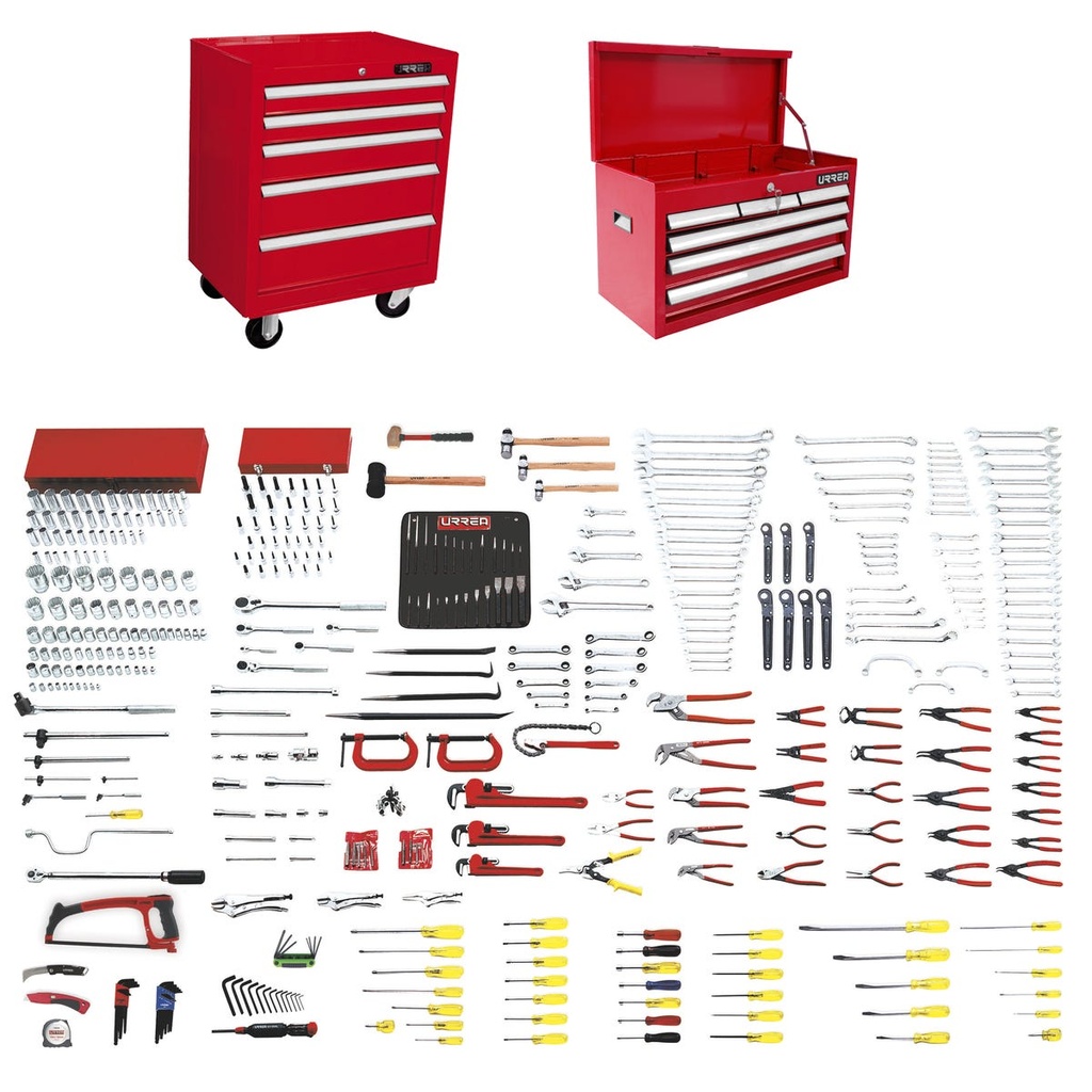 Industrial combined master tool set with cabinet EX27M5, EX27S6, 441 piece Urrea