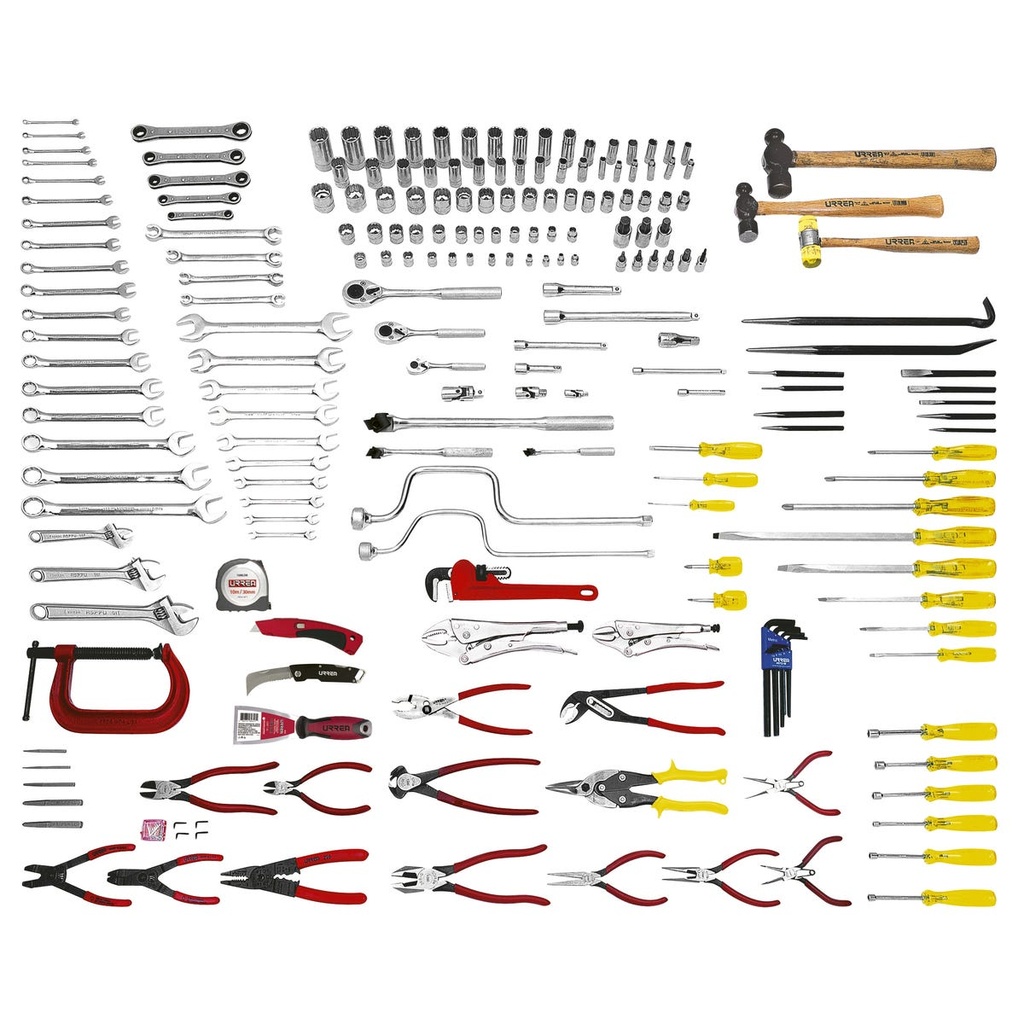 Juego intermedio industrial métrico 201 piezas, sin gabinete Urrea