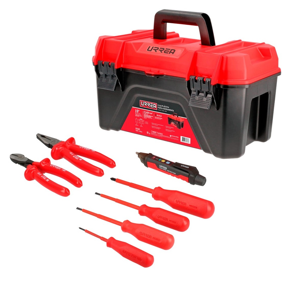 Juego combinado de herramientas para electricista de 1000 V con caja plástica,  8pieza Urrea