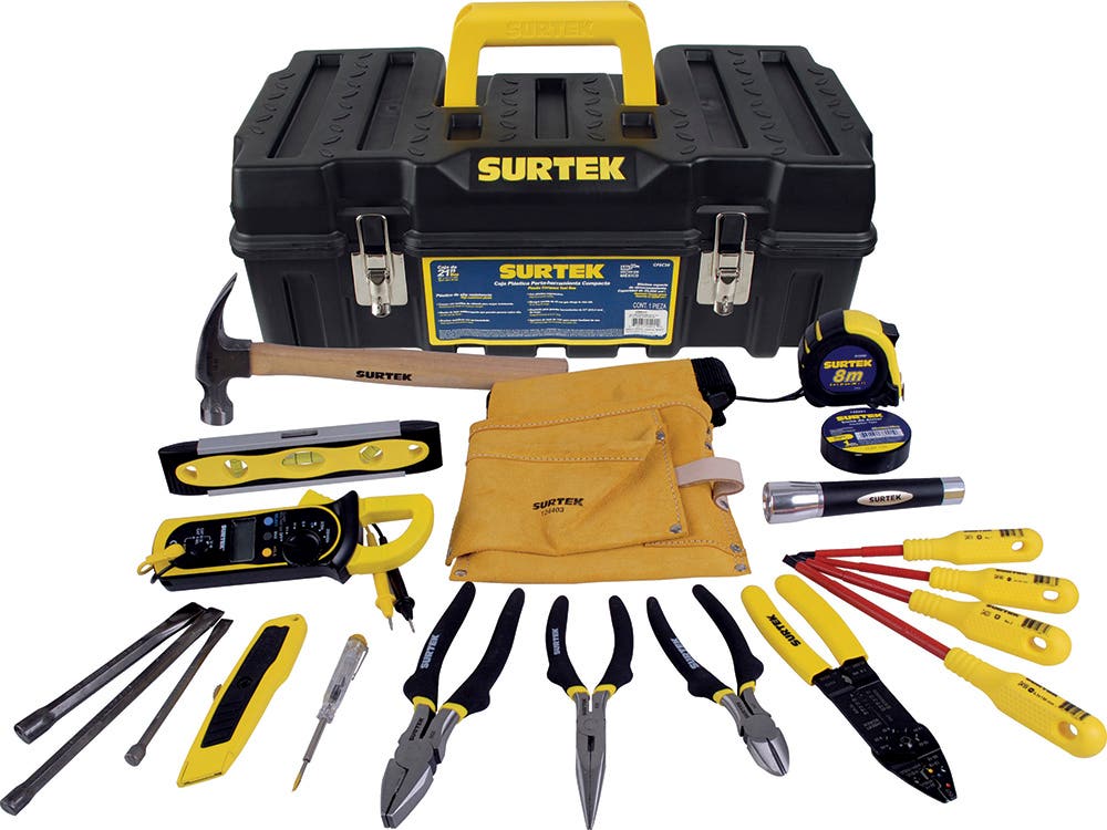 Juego combinado de herramientas para electricista 21 piezas, con caja plástica Surtek