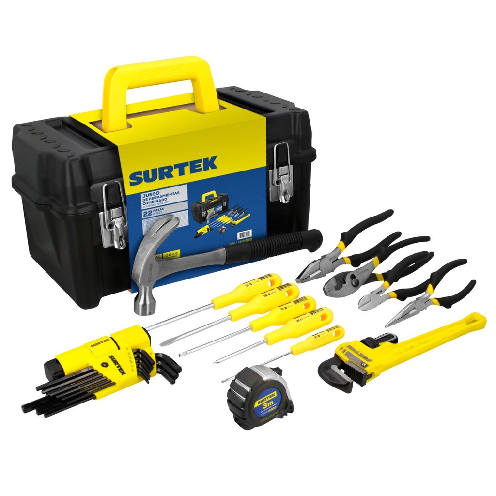 Juego combinado de herramienta 22 piezas, con caja plástica Surtek
