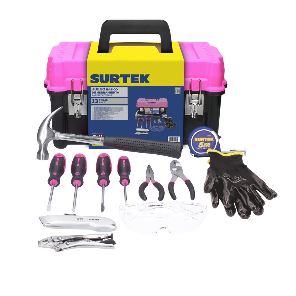 Juego combinado de herramienta para dama 13 piezas, con caja plástica Surtek