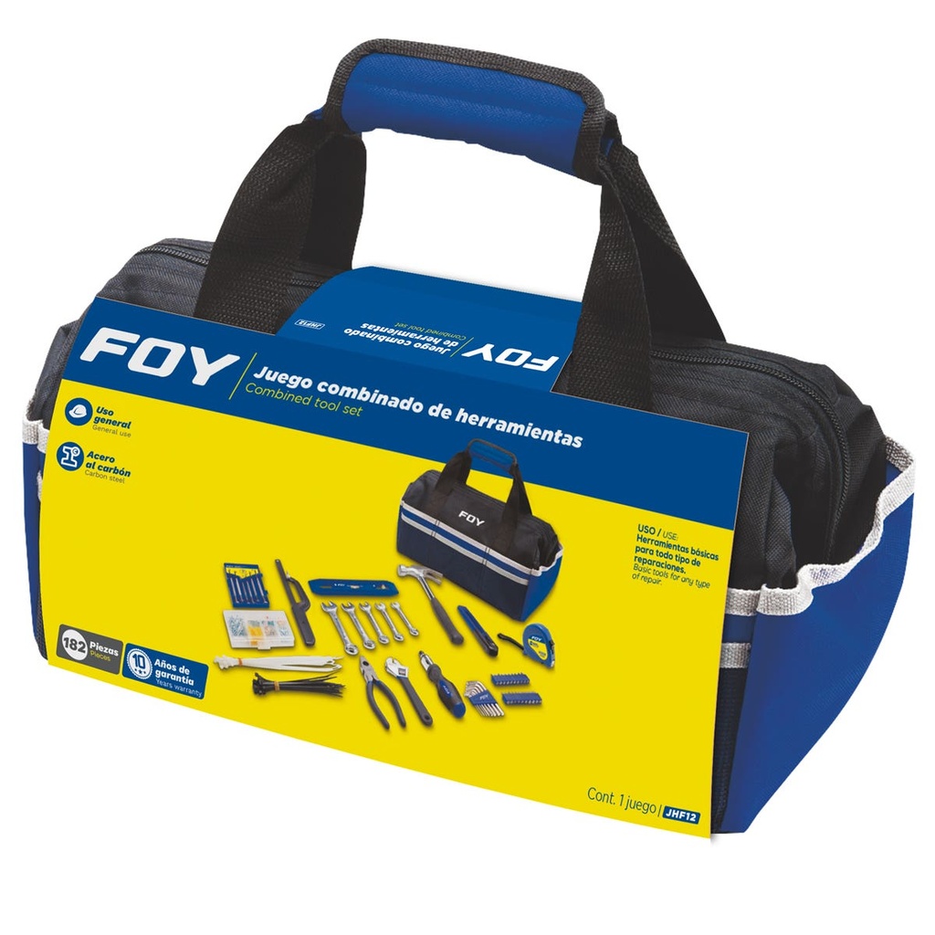 Juego combinado de herramienta 182 piezas, con maleta Foy