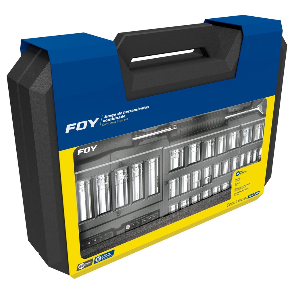 Juego combinado de herramienta 88 piezas, con estuche plástico Foy