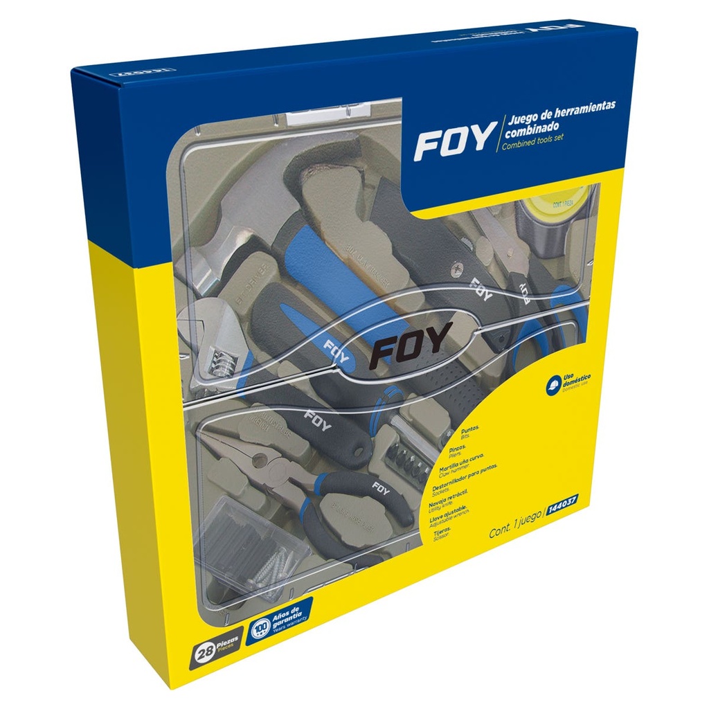 Juego combinado de herramienta 28 piezas, con caja dispensadora Foy