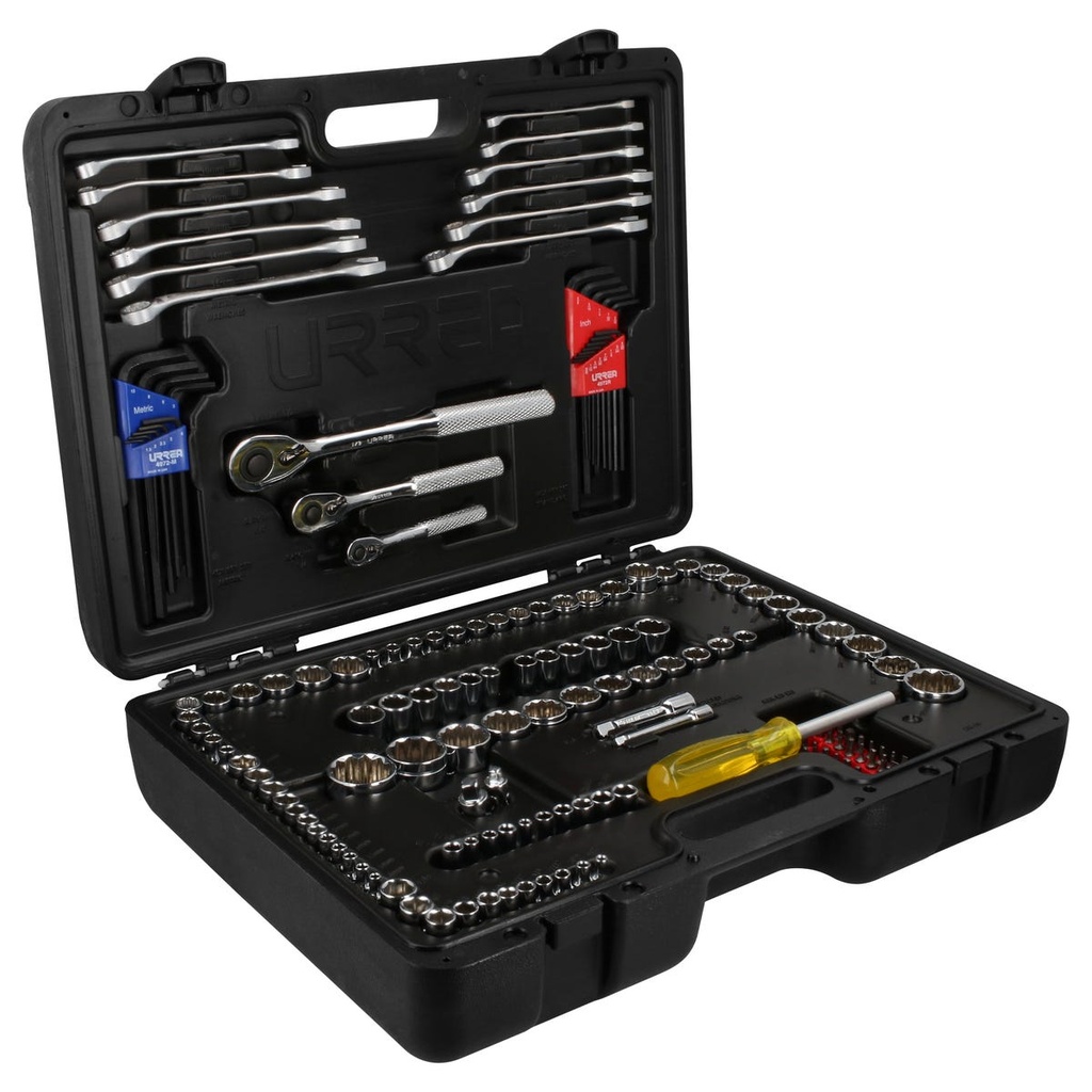 Juego combinado de herramienta 170 piezas, con maletín plástico Urrea