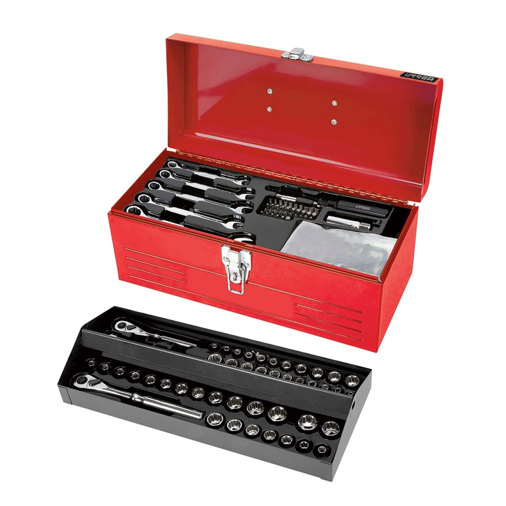 Juego combinado de herramienta 130 piezas, con caja metálica Urrea