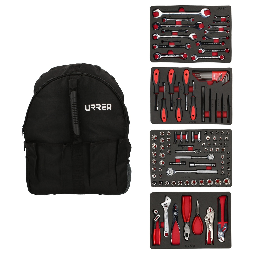 Juego combinado de herramienta para mecánico 102 piezas, con mochila Urrea