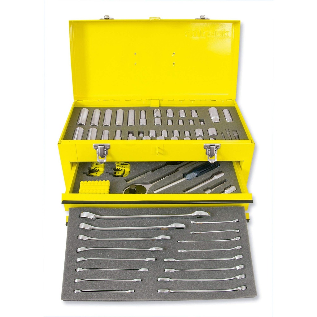 Juego combinado de herramienta para mecánico 107 piezas, con caja metálica Surtek