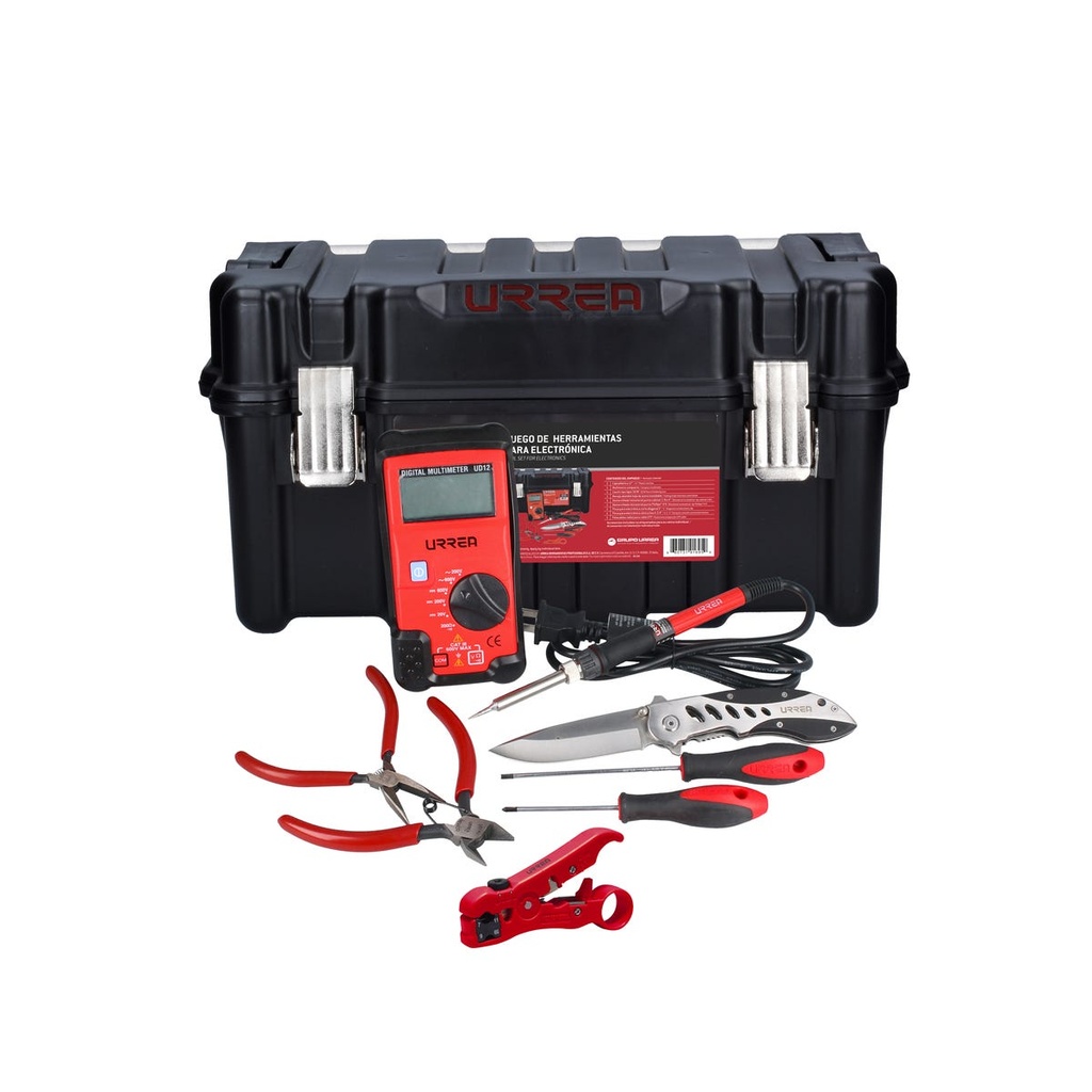 Juego de herramienta para electrónico 9 piezas, con caja plástica Urrea