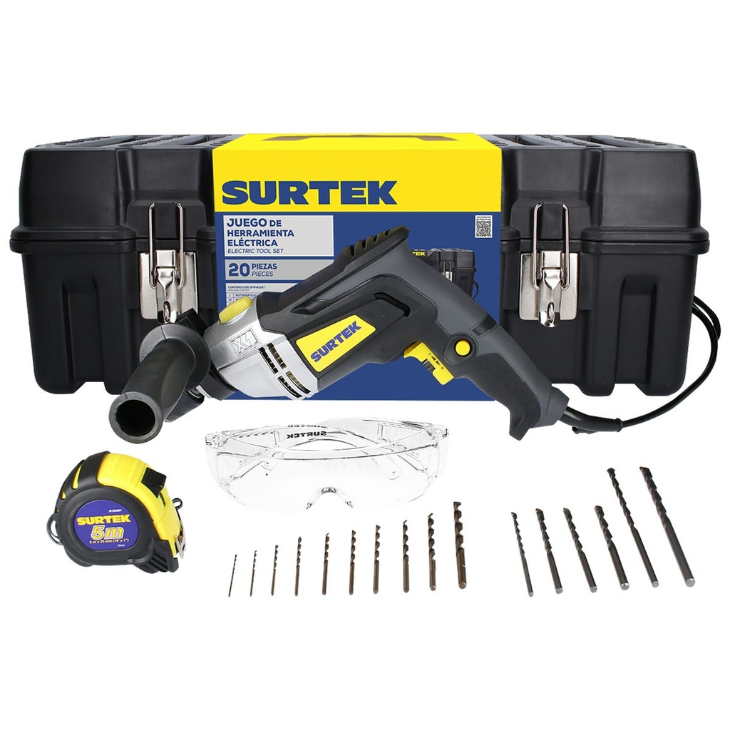 Juego combinado de herramienta con rotomartillo 1/2" 20 piezas, con caja plástica Surtek