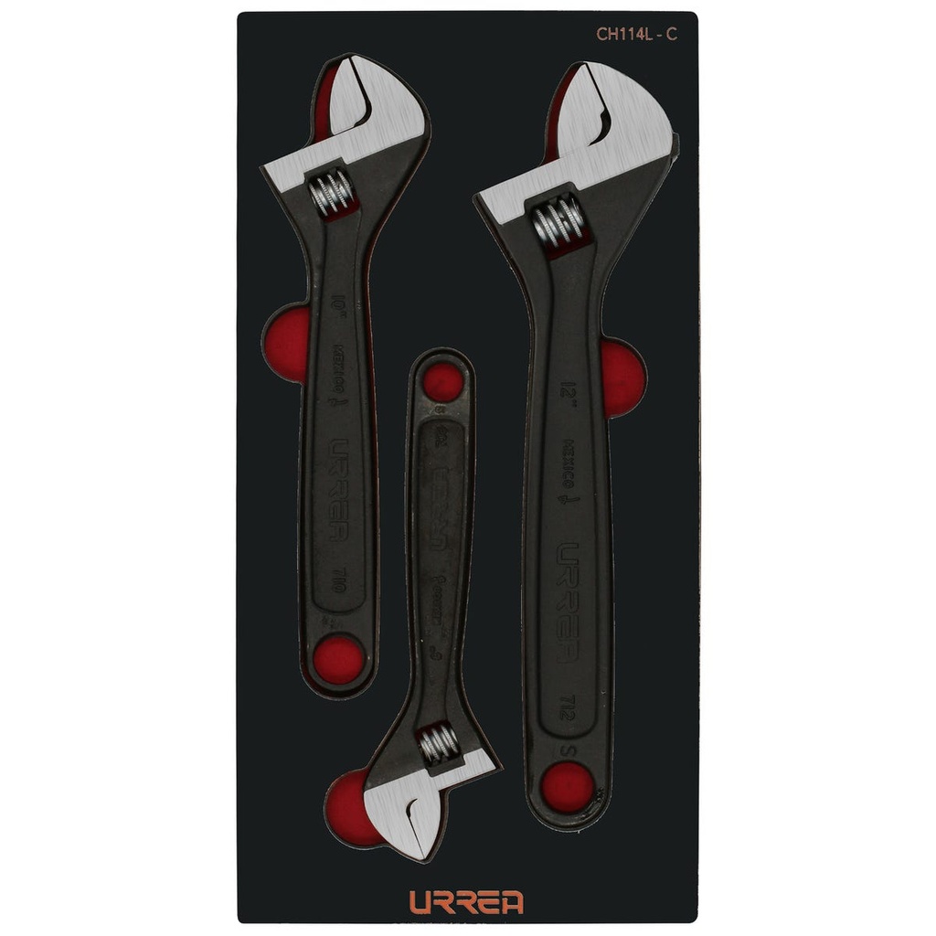 Juego de llaves ajustables fosfatizadas 3 piezas, CH111-C Urrea