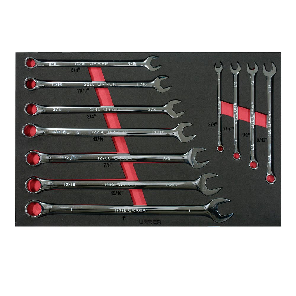 Juego de llaves combinadas extra largas en pulgadas 11 piezas, CH314-C Urrea