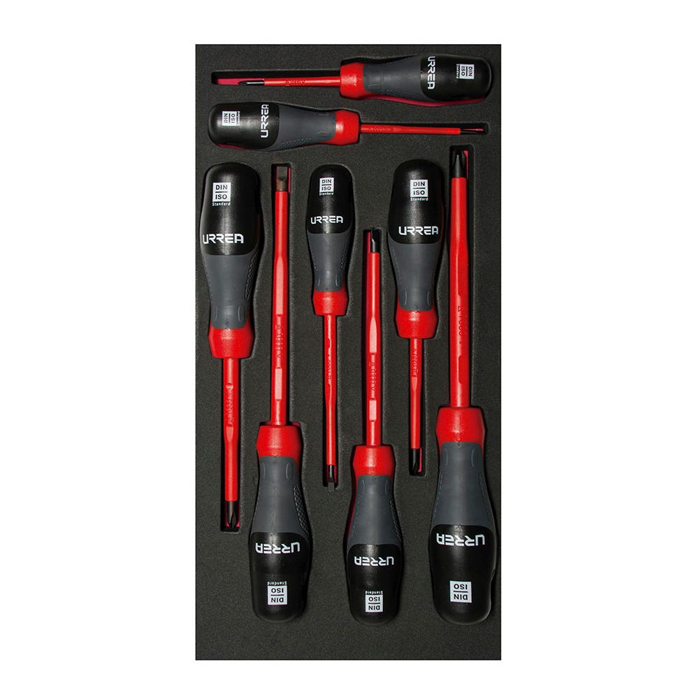 Juego de destornilladores con mango trimaterial 1000 V, varias puntas 8 piezas, CH119-C Urrea
