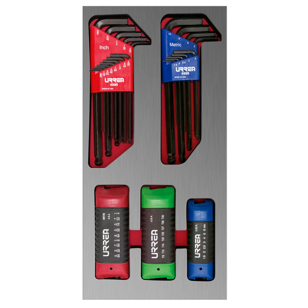 Juego de llaves hexagonales tipo navaja en pulgadas, métricas y Torx 46 piezas, CH120L-C Urrea