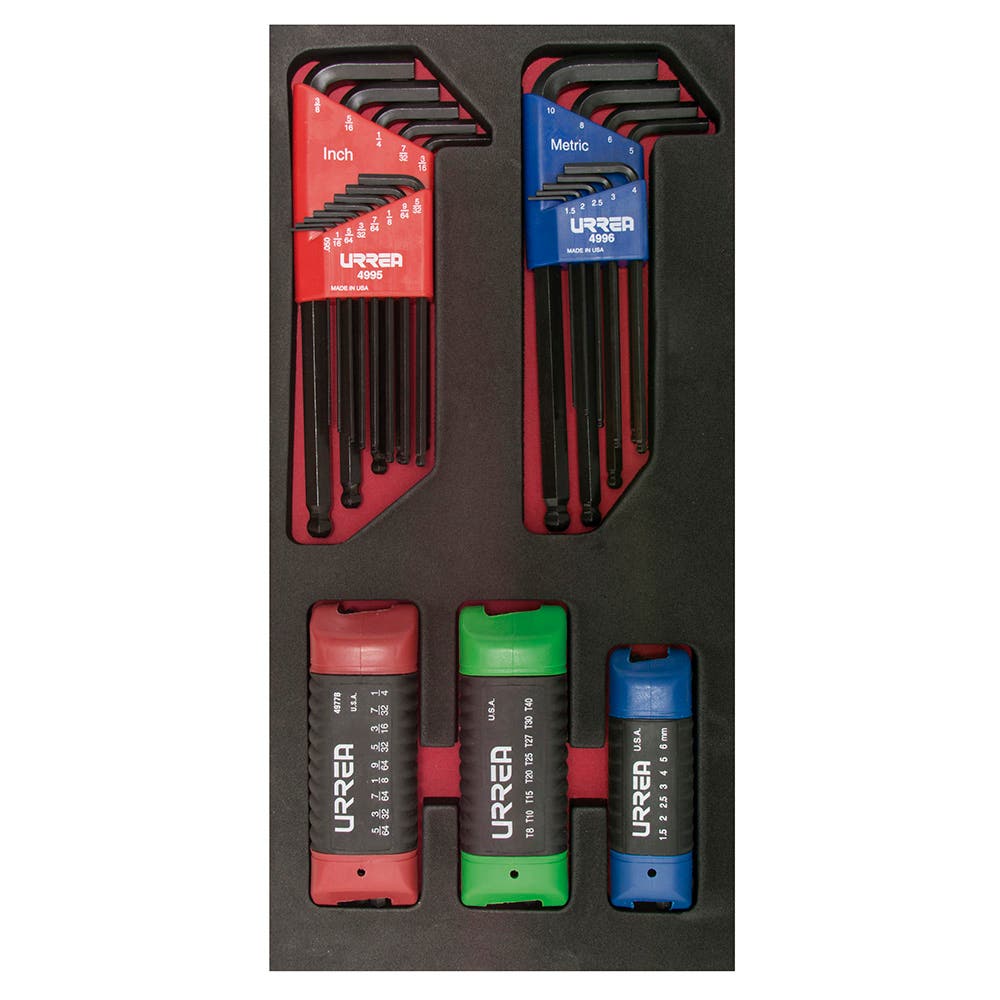 Juego de llaves hexagonales tipo navaja en pulgadas, métricas y torx 46 piezas, CH120-C Urrea