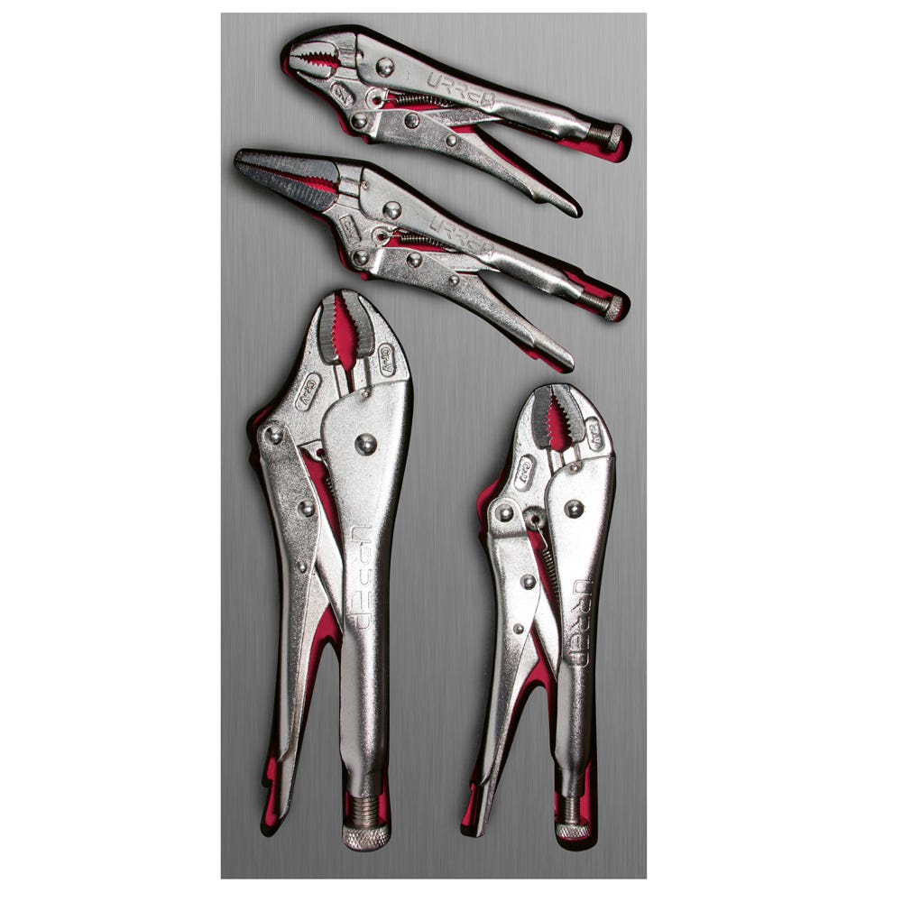 Juego de pinzas de presión 4 piezas, charola CH127L-C Urrea