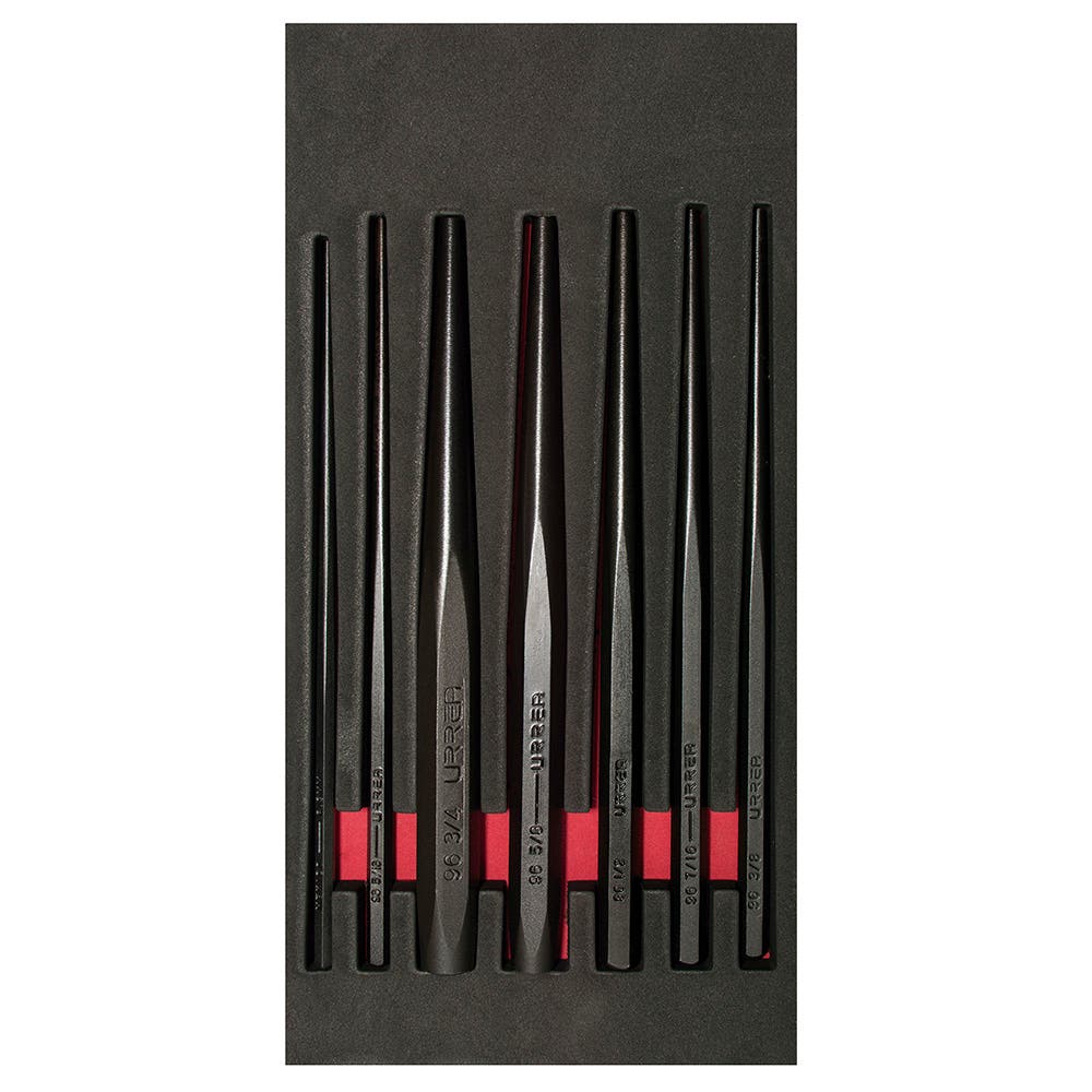 Juego de punzones guía botador largo 7 piezas, CH124-C Urrea